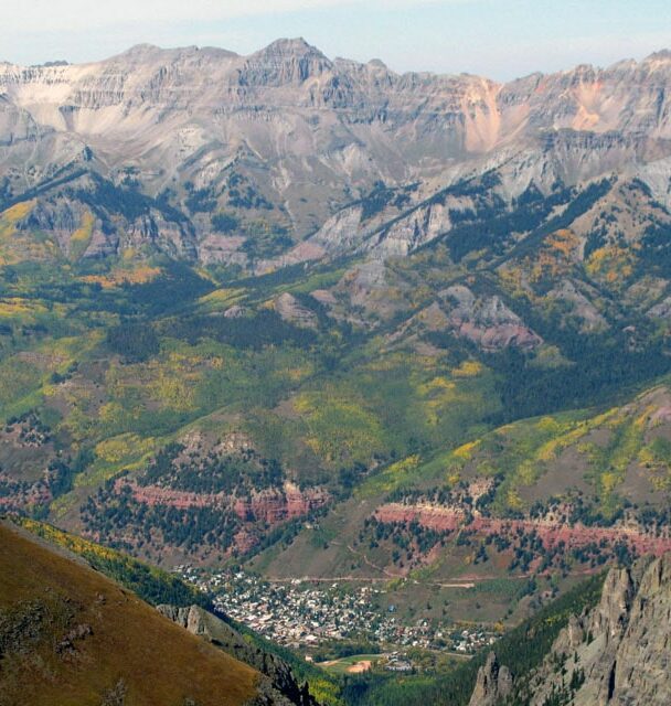 A climber on the cliffs of Telluride