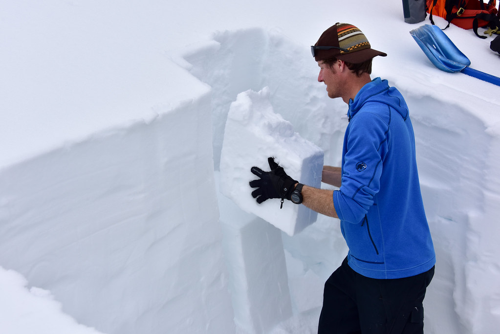 Man learning about avalanche on an AIARE Refresher course in Crested Butte