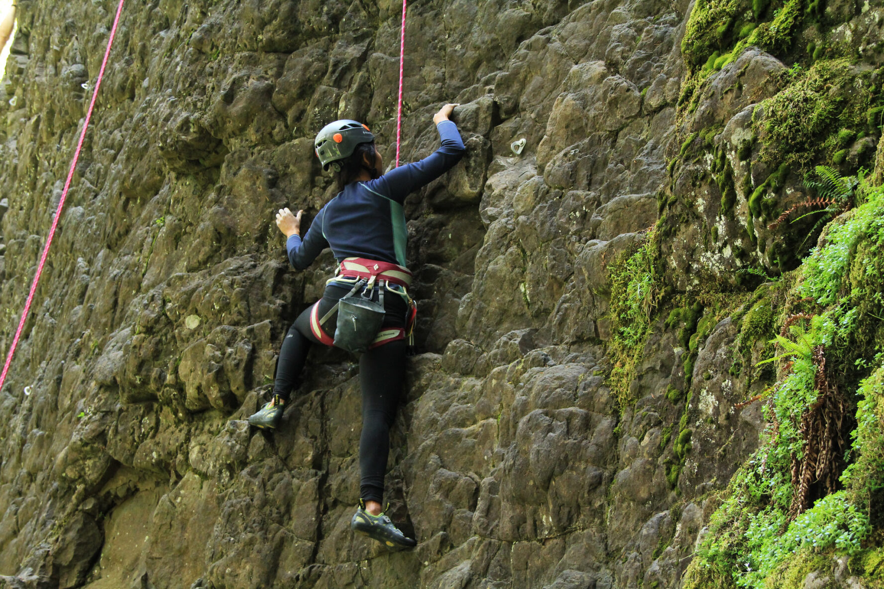 Climbing at French’s Dome is sporty, slopey, juggy, crimpy, and pumpy, with a lot of moss to be expected