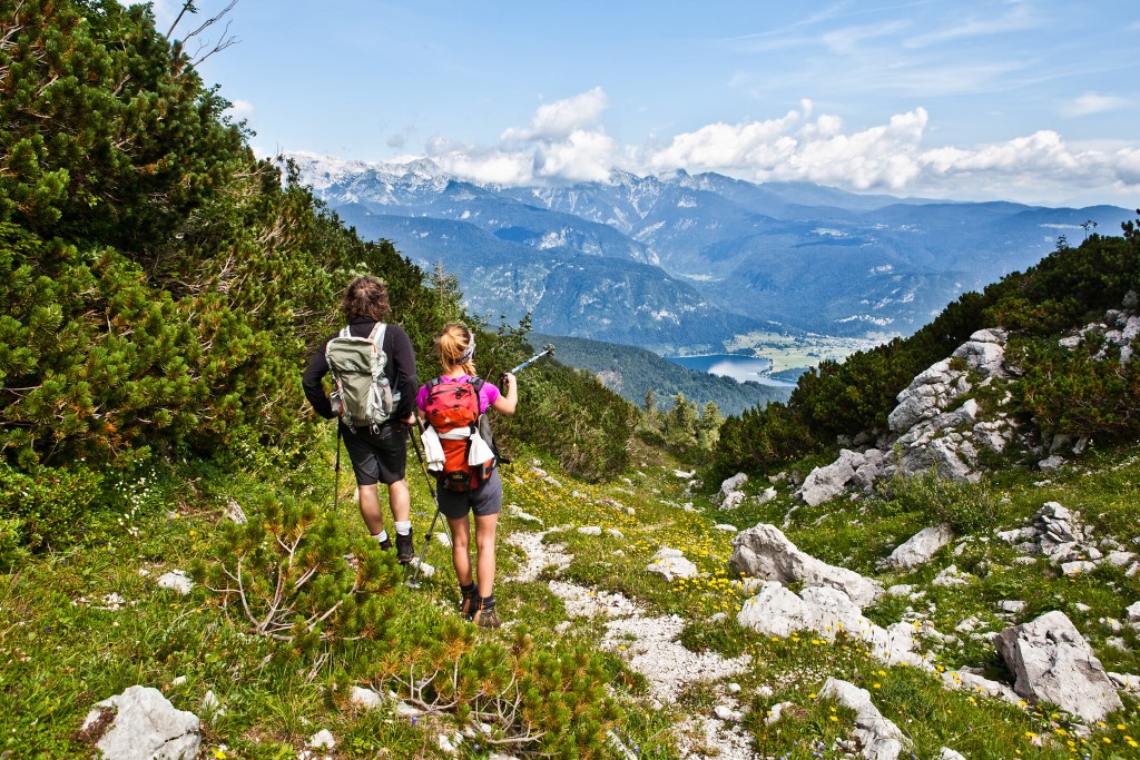 Two hikers hiking along the Juliana Trail