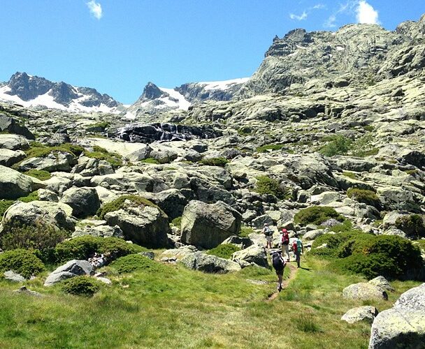 A group of hikers enjoying the sun