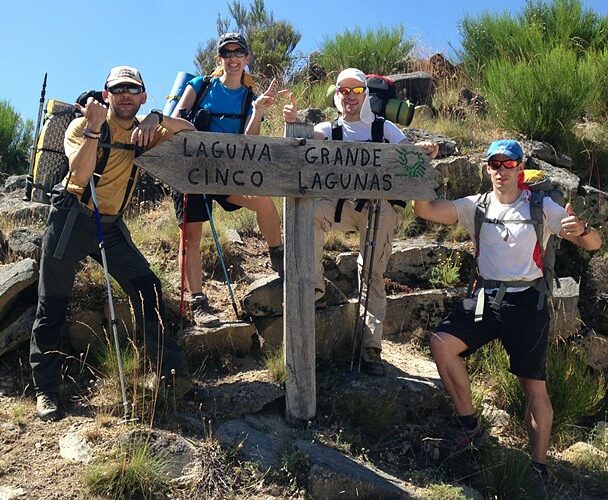 A group of hikers enjoying the sun