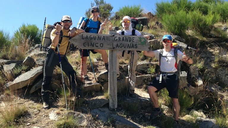 A group of hikers enjoying the sun