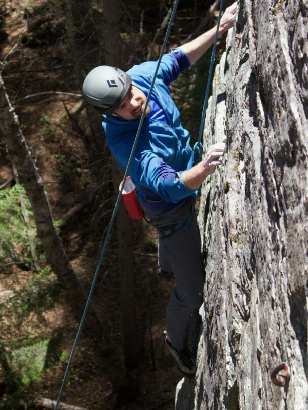 A person Rock climbing in Whitefish MT