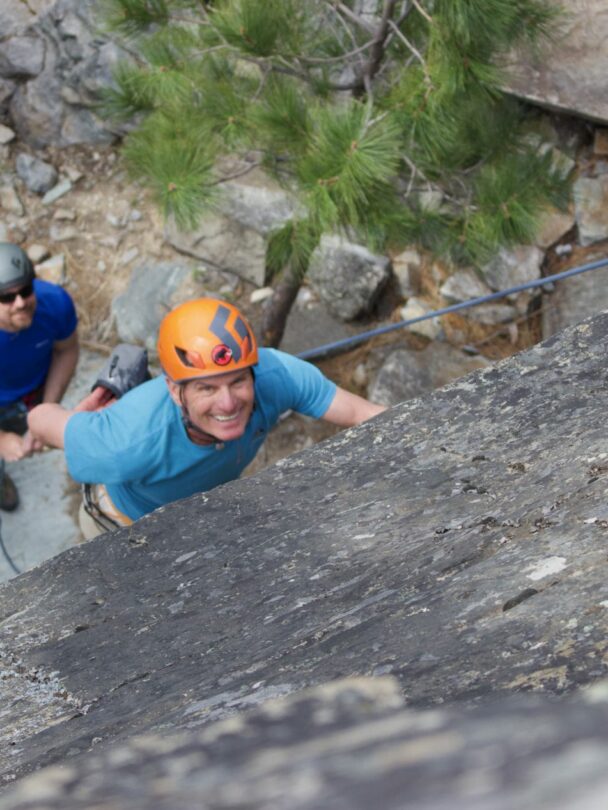 A person Rock climbing in Whitefish MT