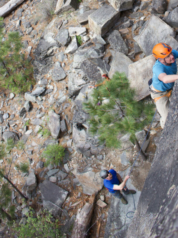 A person Rock climbing in Whitefish MT