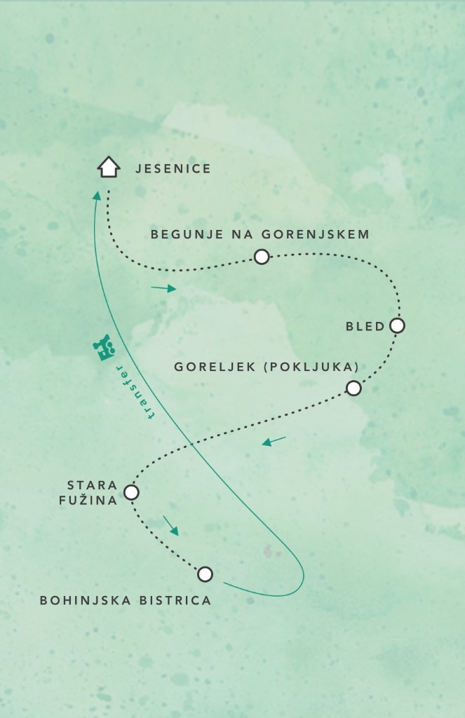 Map and itinerary for hiking along the Juliana Trail