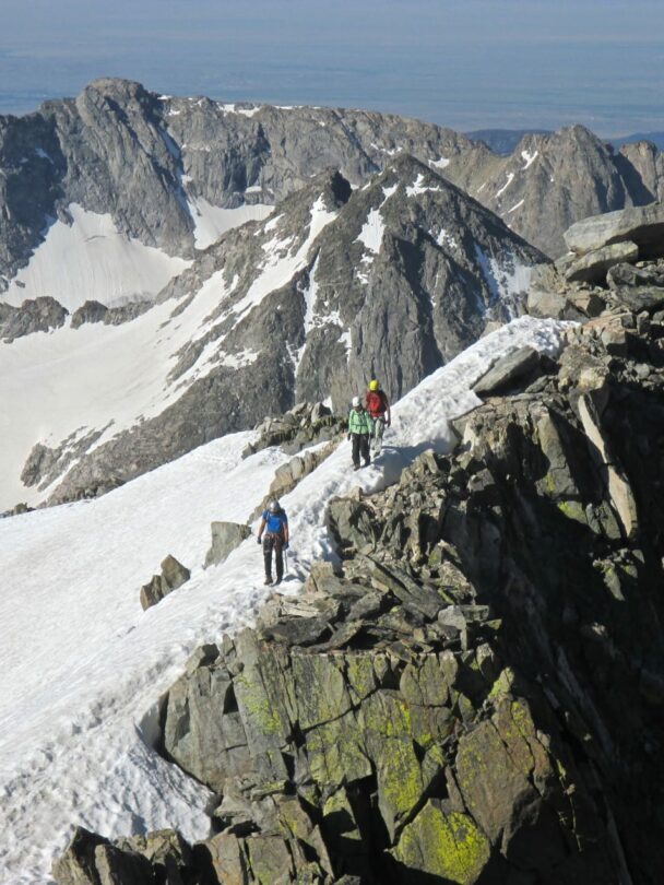 Beautiful sunrise while climbing the peak