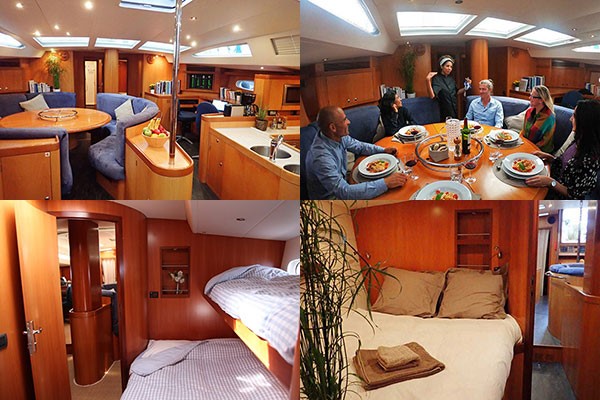 The interior of the sailboat