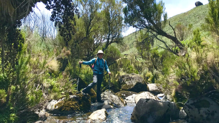 River crossing along the Chogoria trail