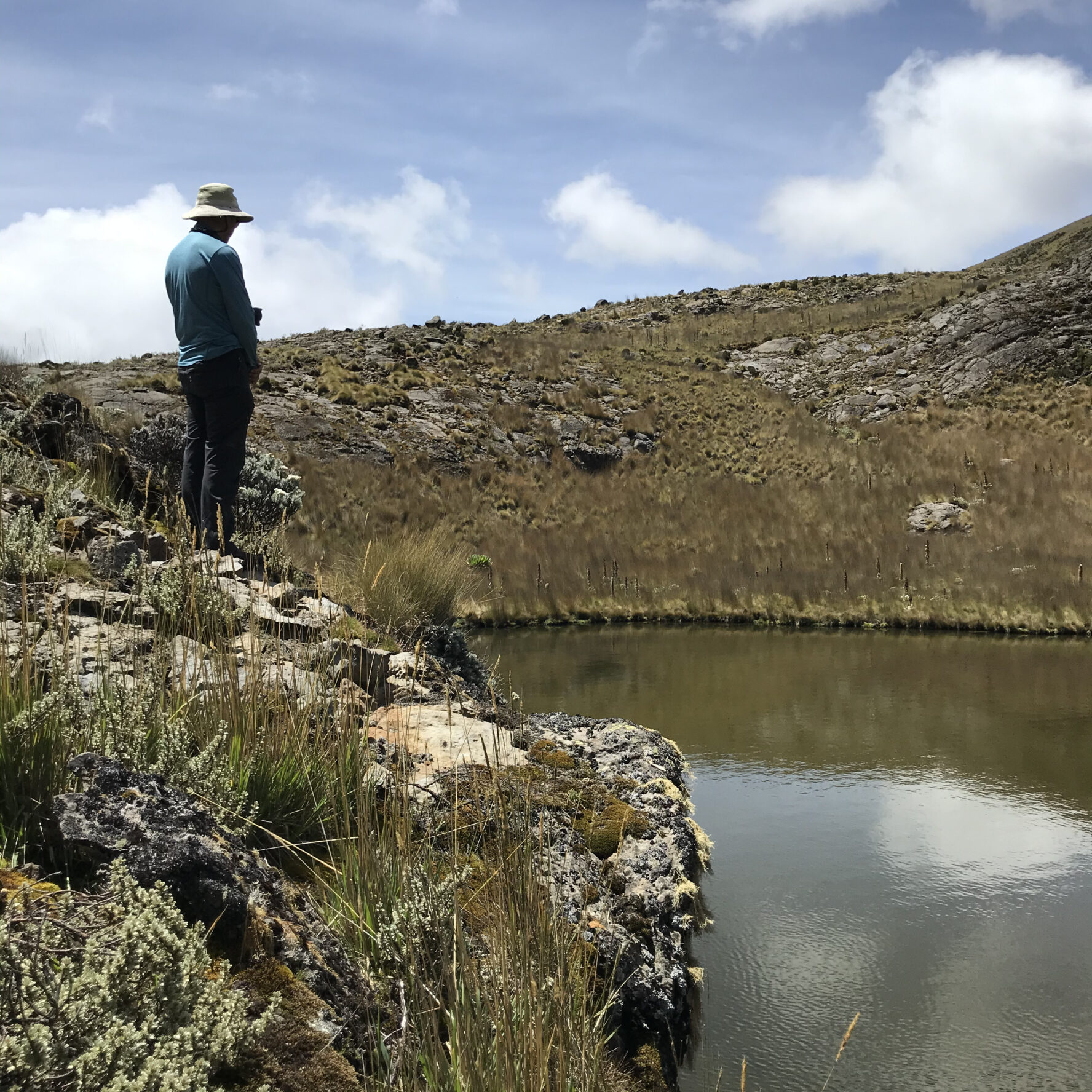 Fishing on one of the lakes on Mt. Kenya