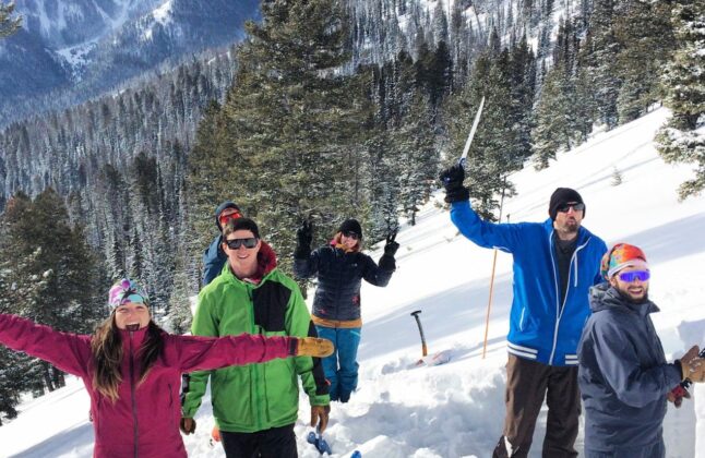 Participants learning about avalanche awareness in RMNP