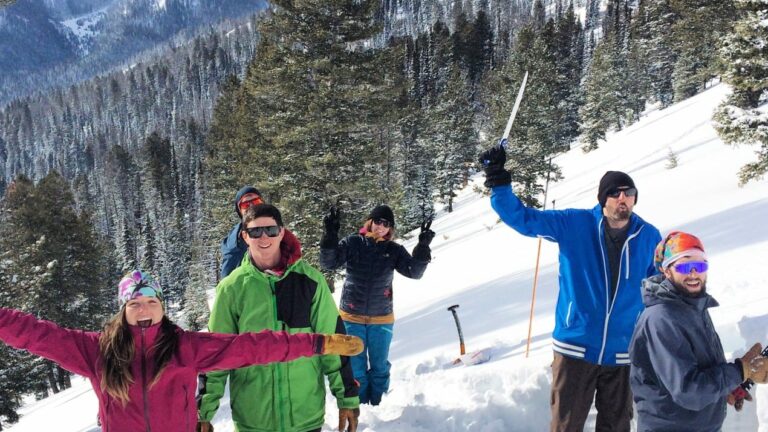 Participants learning about avalanche awareness in RMNP