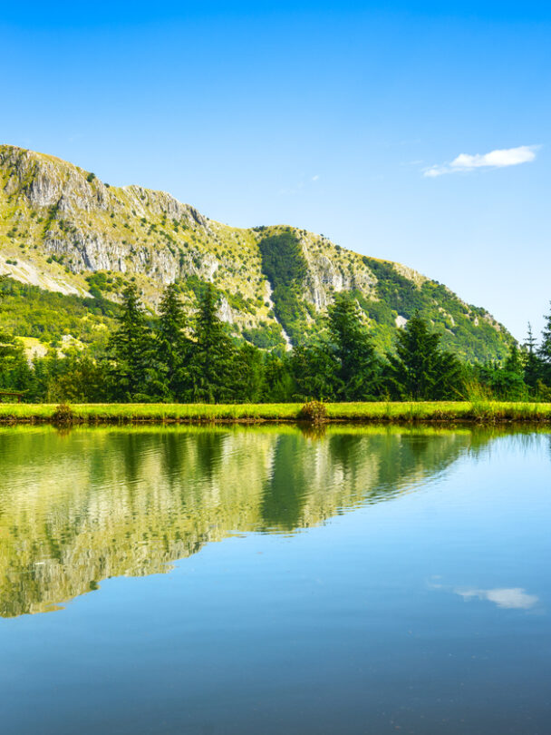 Lake in Orecchiella natural park in Garfagnana.Tuscany, Italy.