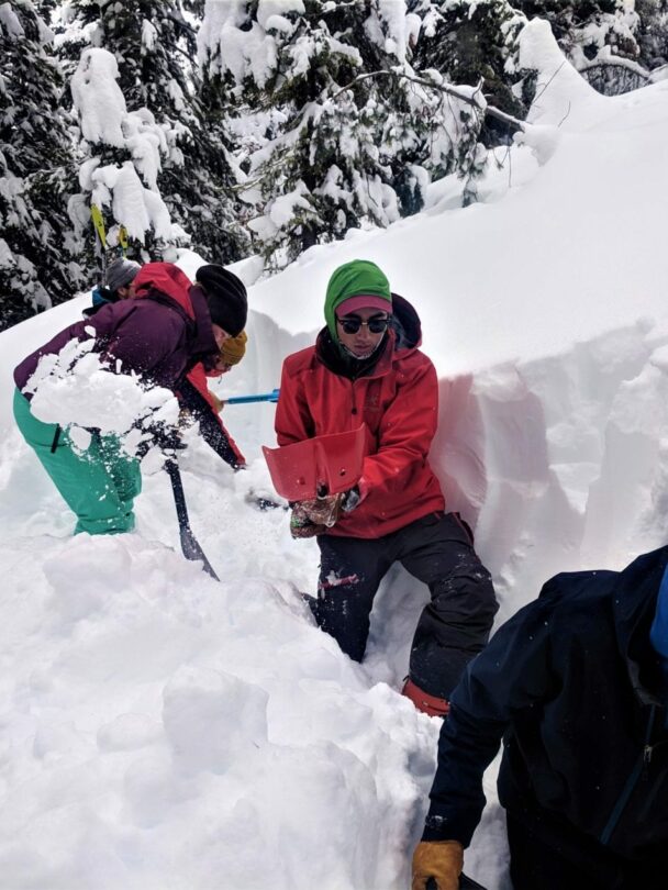 Participants practicing avalanche rescue
