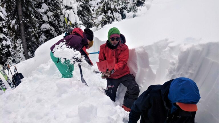 Participants practicing avalanche rescue