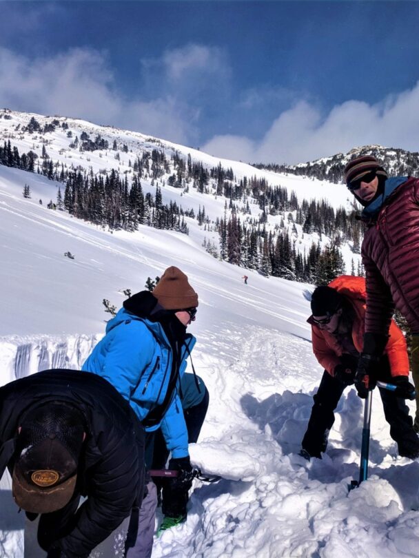 Participants practicing avalanche rescue