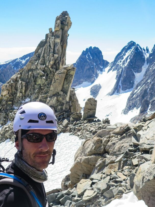 Beautiful sunrise while climbing the peak