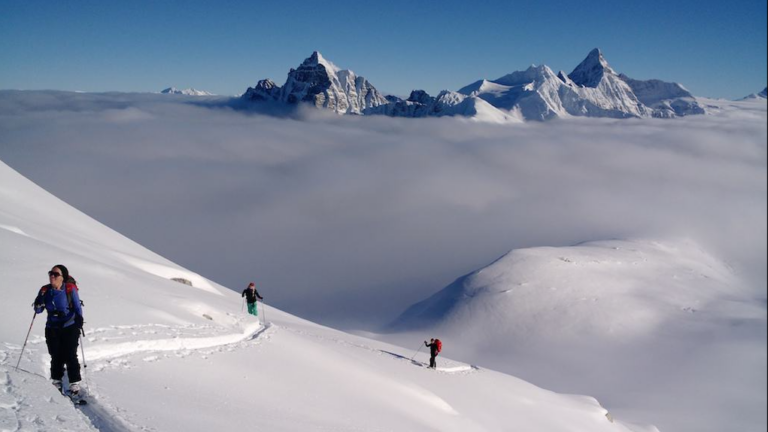 Snowy meadows around Canadian Rockies