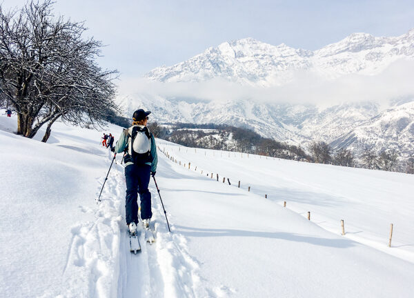 Skiers in the Kyrgyzstan backcountry
