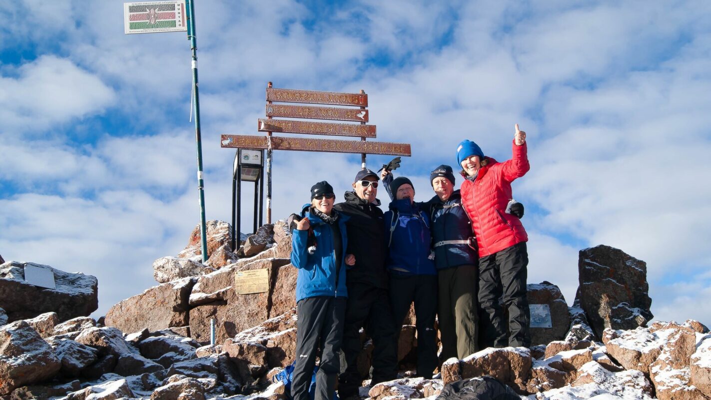 Hikers after climbing the Lenana peak