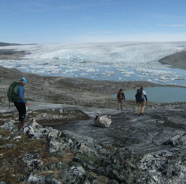 Women hikers hiking in Greenland