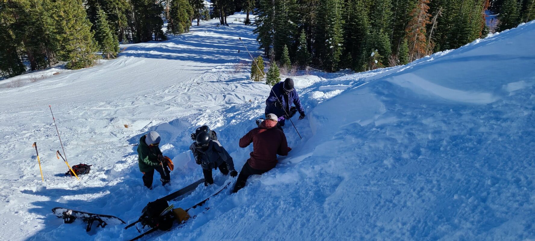 Participants in an AIARE course on Lake Tahoe