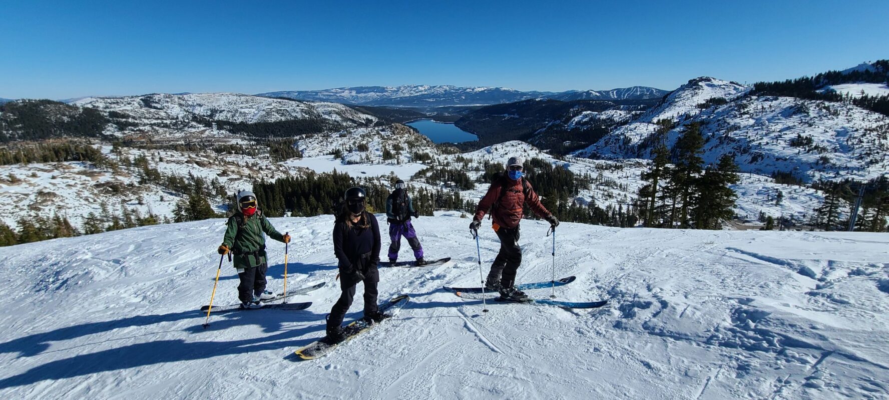 Skiers and snowboarders in Lake Tahoe
