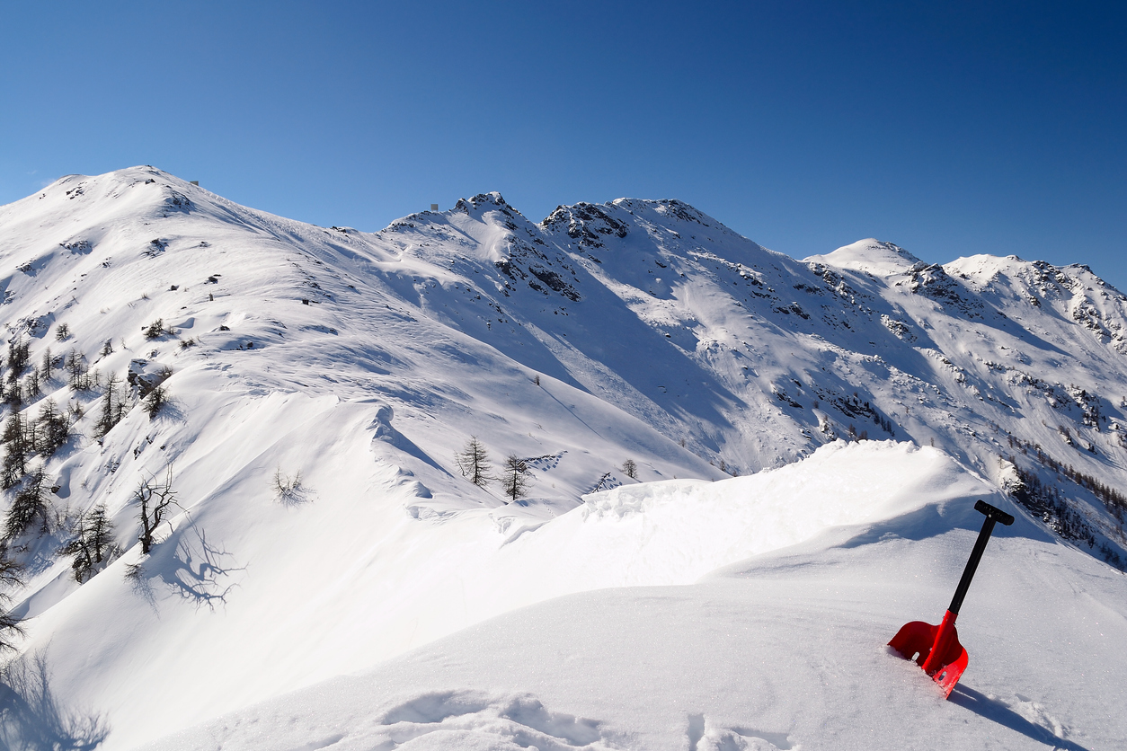 Shovel in deep snowpack of New Hampshire