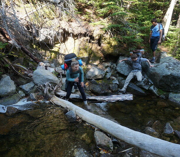 A hiker on Mt. Washington
