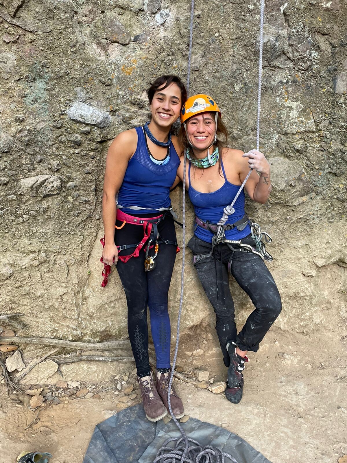 Two women enjoying their days spend on the rocks in Mexico