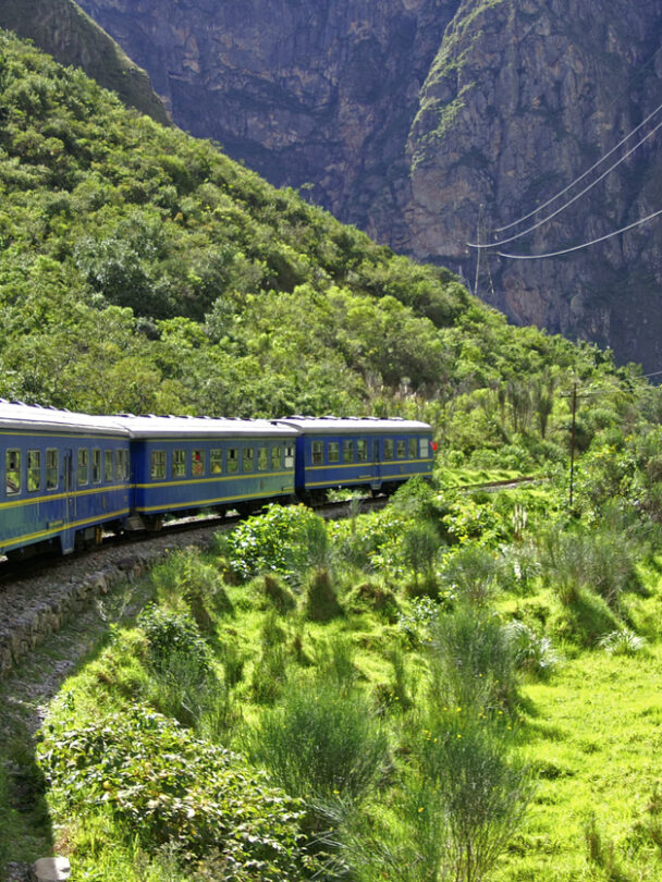 Woman standing in front of Machu Picchu
