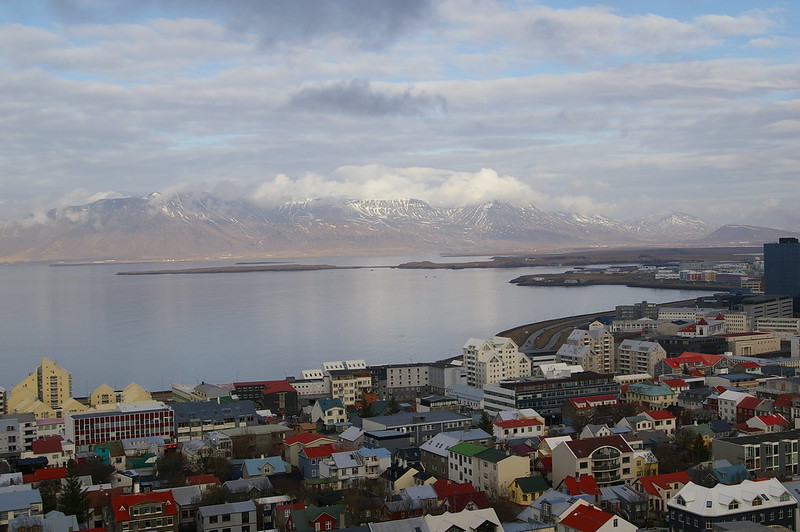 Iceland’s capital with mountains in the background