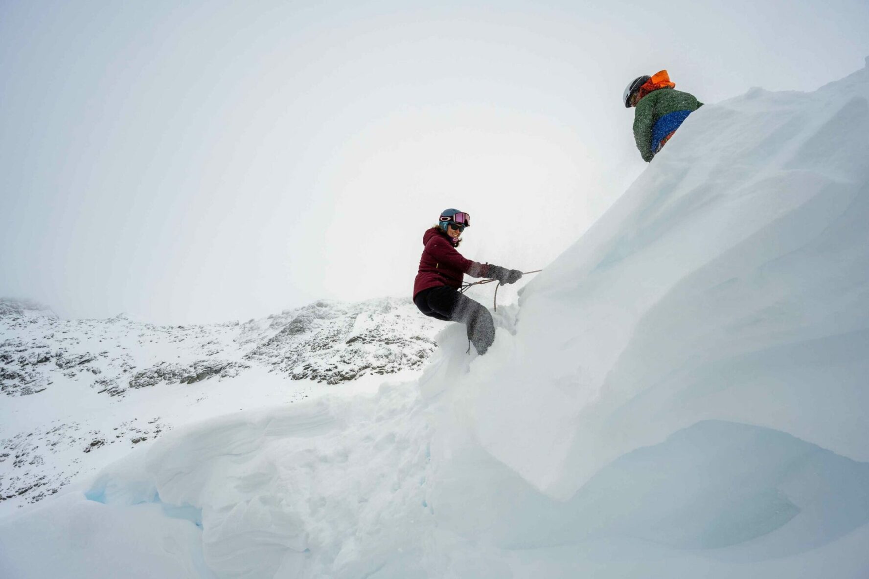 A mountaineer learning to rappel in the Coast Mountains