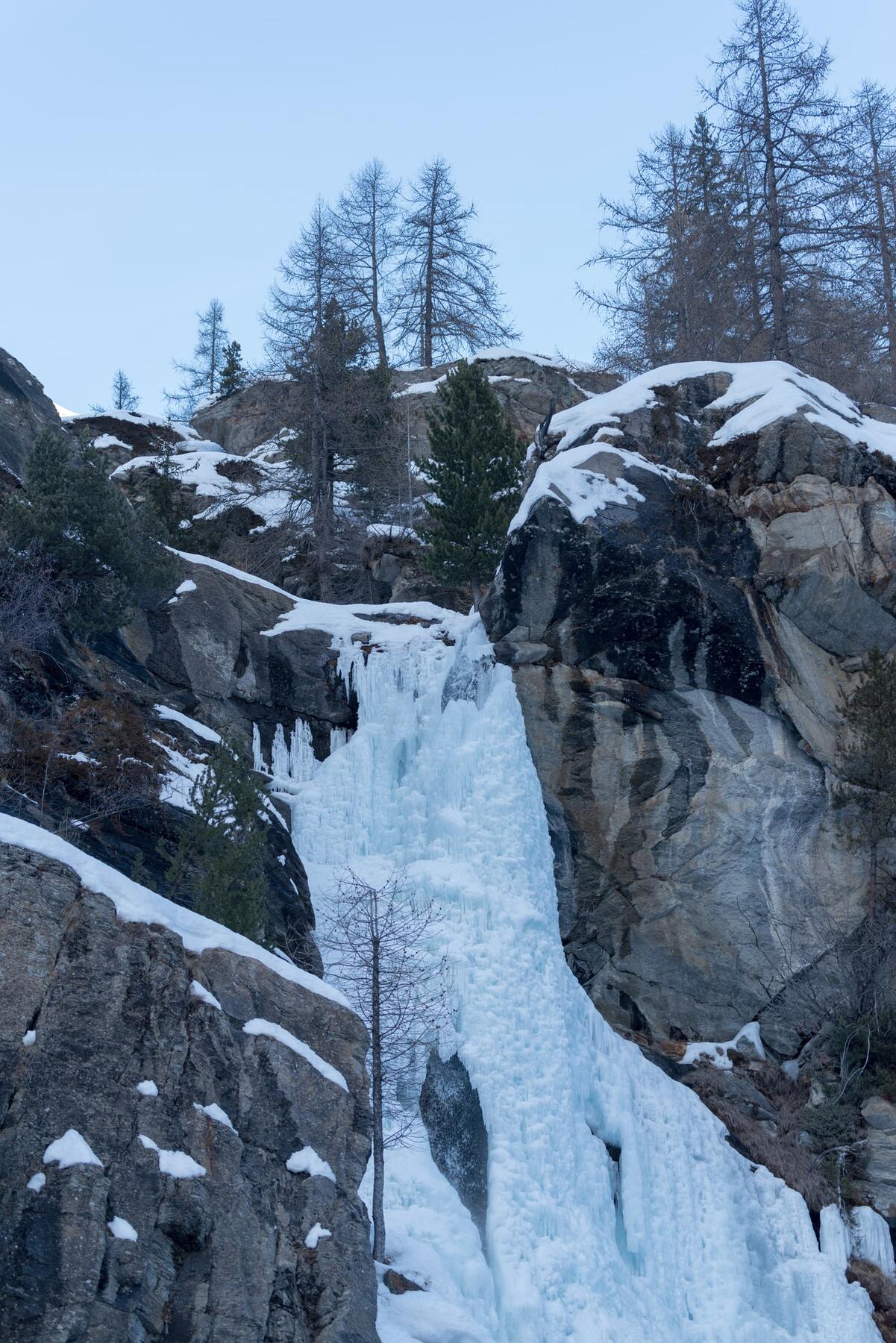 A frozen waterfall in Lillaz, Aosta Valley