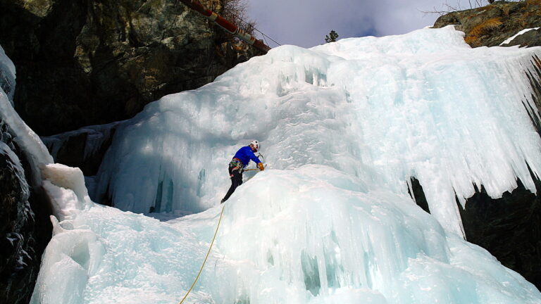 Ice climbing in the Aosta Valley, Italy