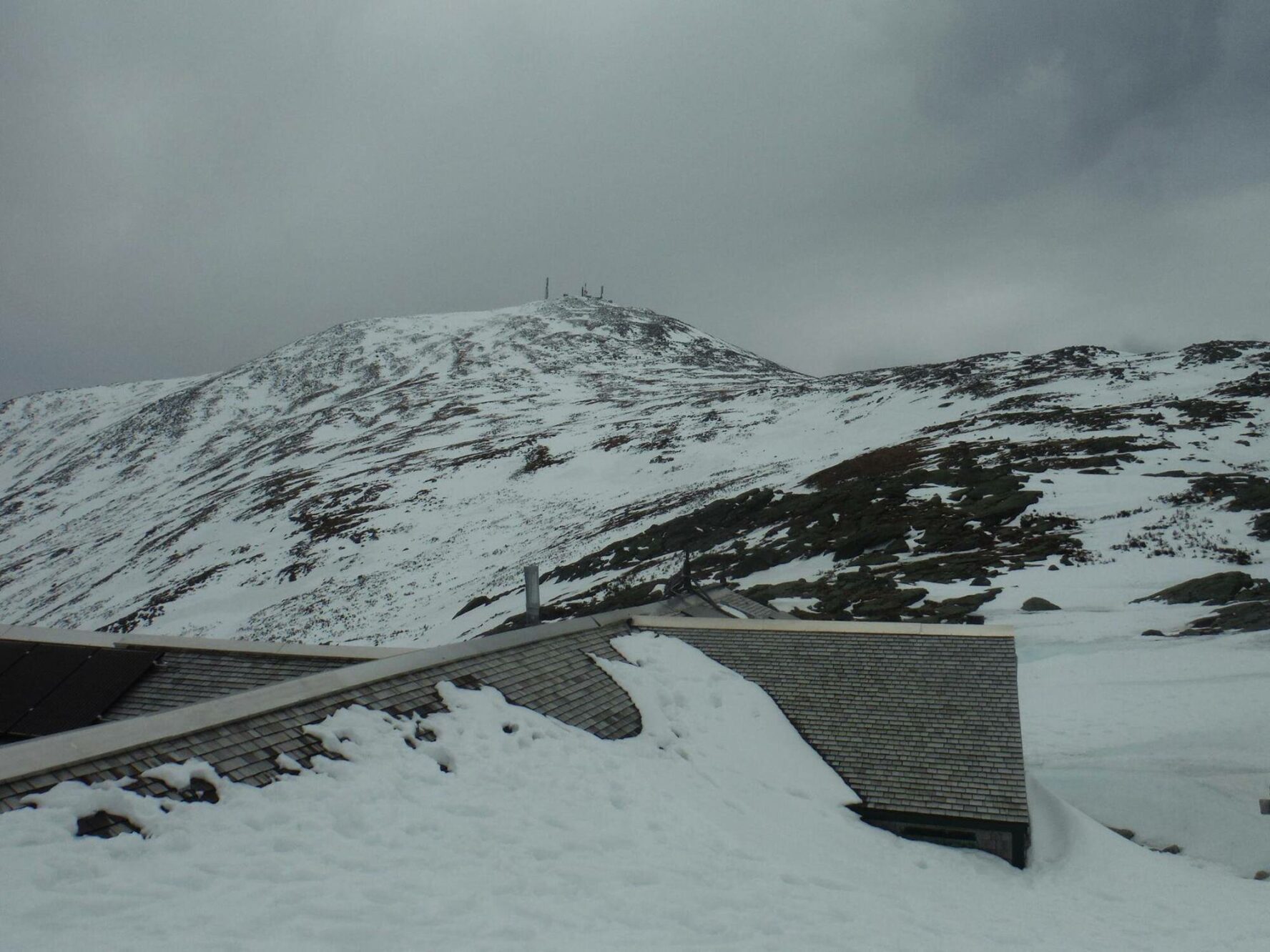 View of Mt. Washington’s peak from a hut