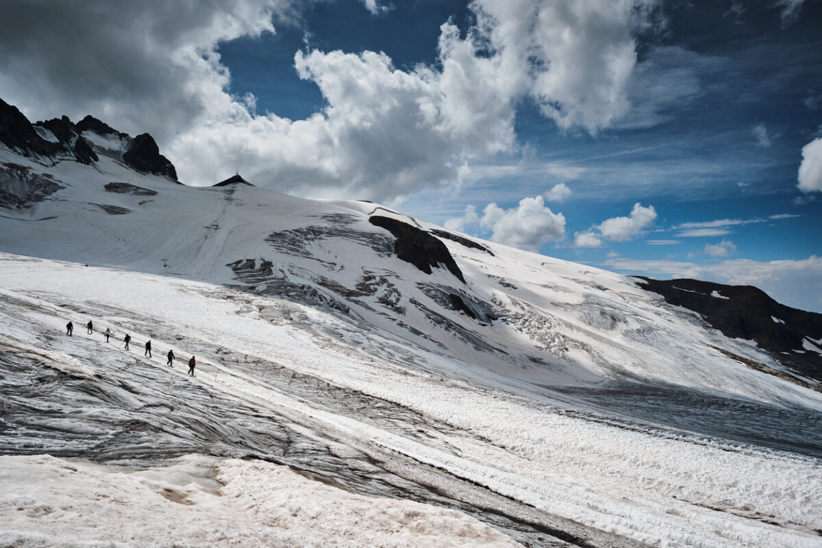 Skiers on the Girose Glacier
