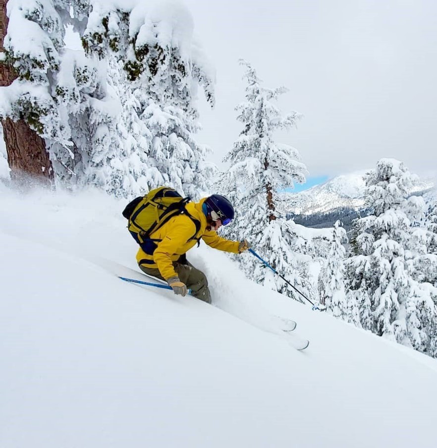 AIARE course participants skiing in Lake Tahoe