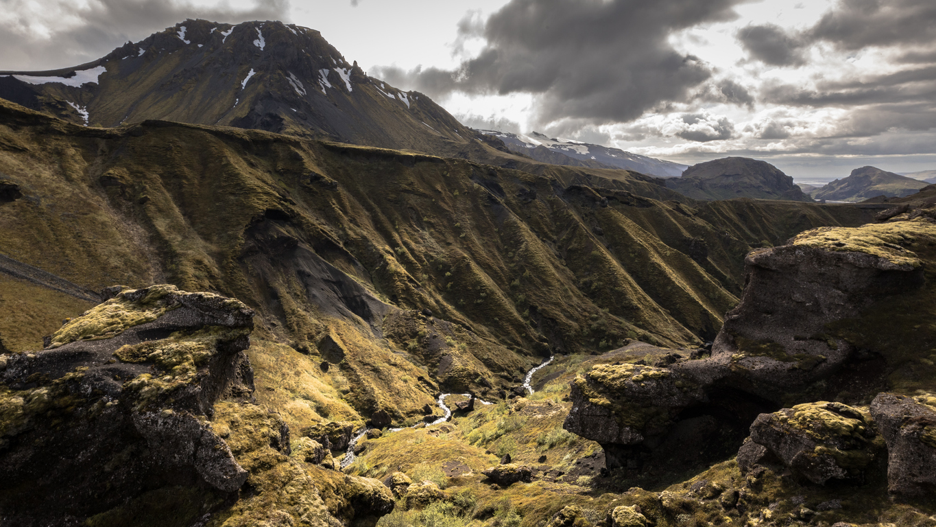 A dark valley in Thorsmörk
