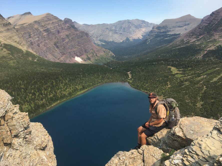 Sitting above an alpine lake in Glacier National Park