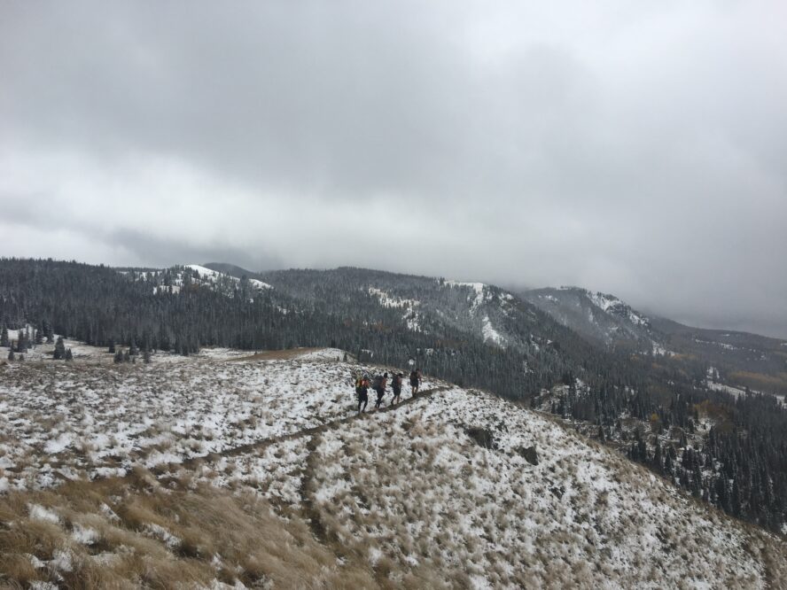 Hikers heading south from Cumbres Pass in northern New Mexico