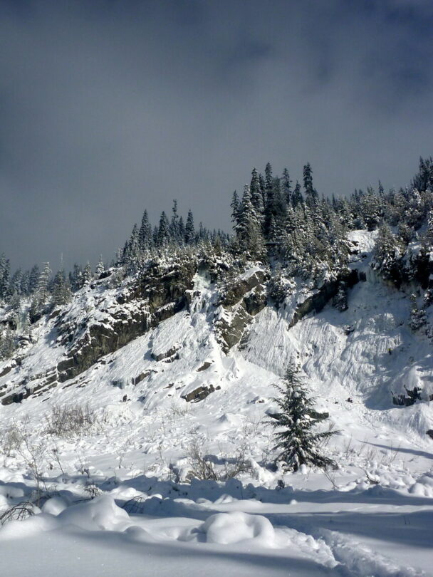 Ice climbing in Snoqualmie Pass, Washington