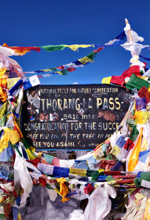 Thorung-La Pass is the climax point of the Annapurna Circuit at 5,416 m altitude