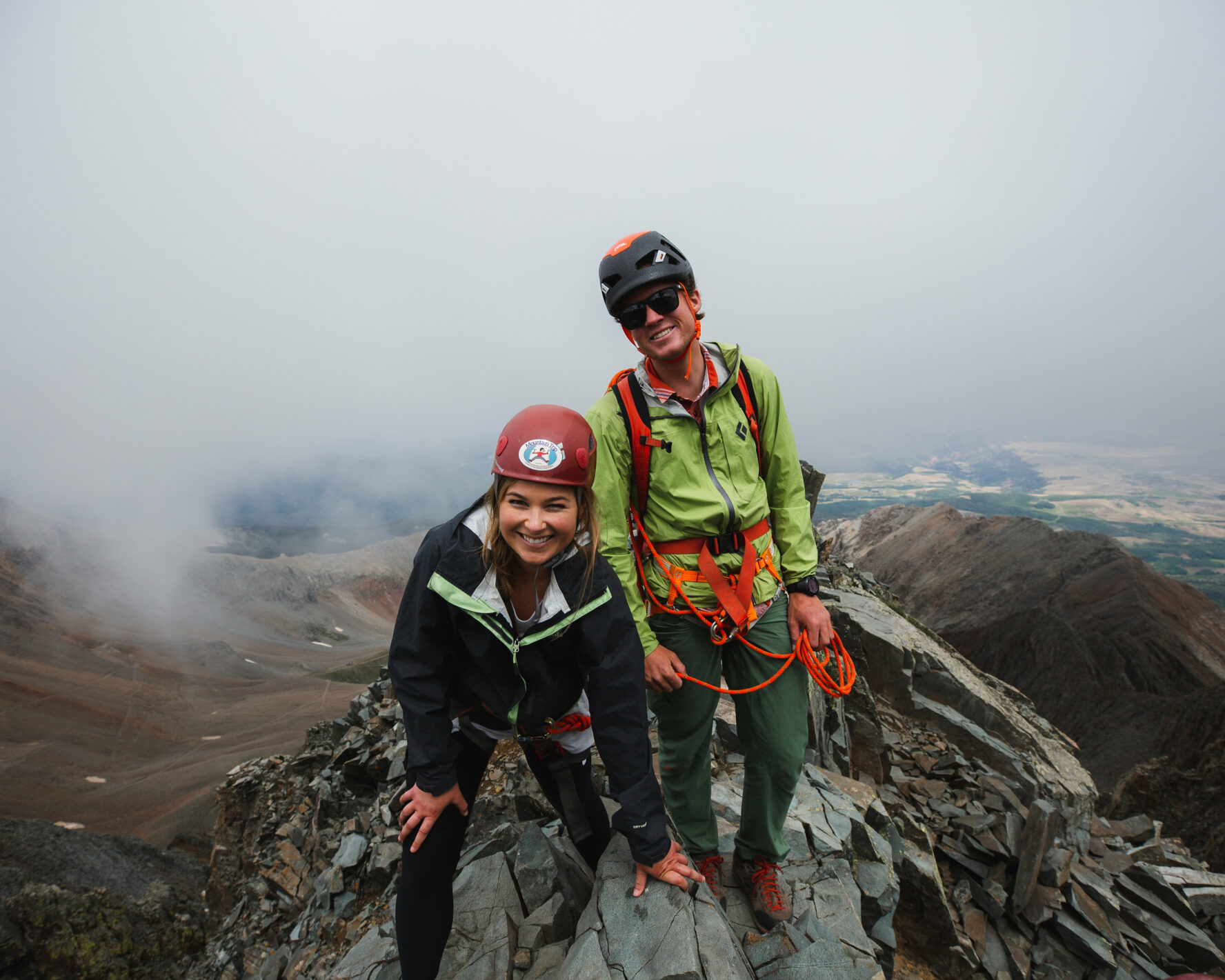 Mountaineers posing after a successful climb in Colorado