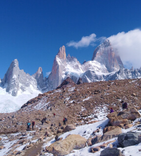 Take in the wonderful views of Fitz Roy, Cerro Torre, lagunas and the Piedras Blancas Glacier.