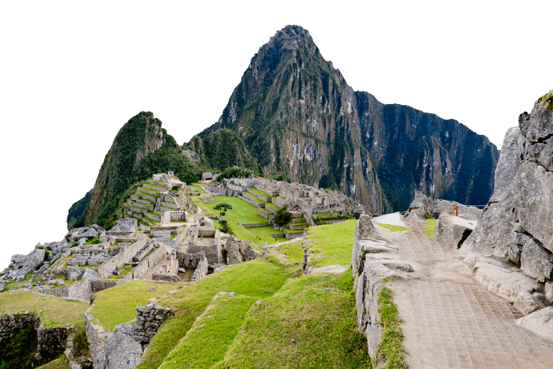 Huayna Picchu is the mountain overlooking the Machu Picchu site.