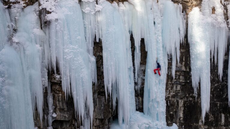 Ice climbing in Snoqualmie Pass, Washington