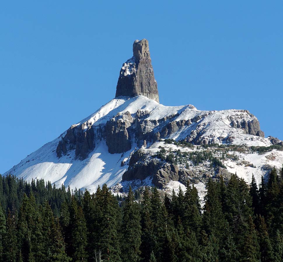 A view of Lizard Head Peak from the treeline