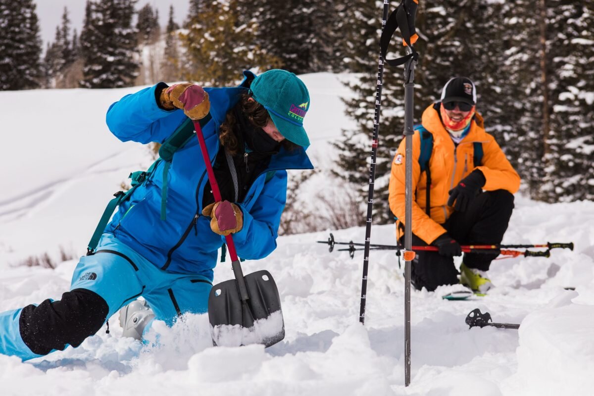 Avalanche rescue course participants digging in the San Juan Mountains